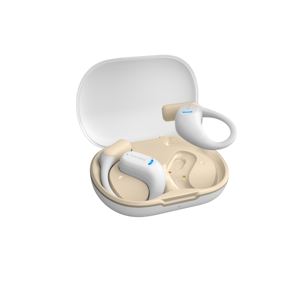 PHILIPS 飛利浦 TAA6709 氣傳導耳掛式運動藍牙耳機｜奶茶白