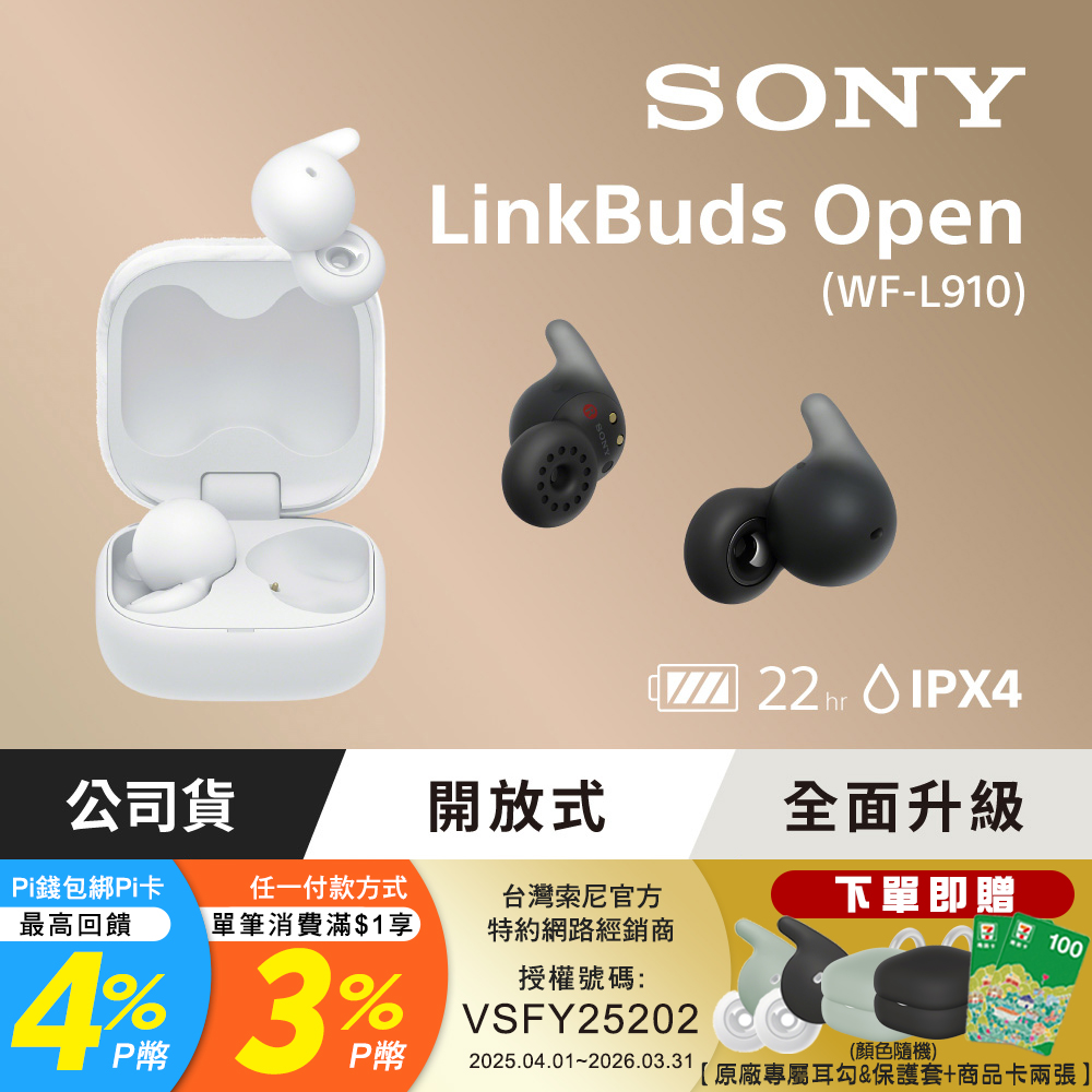 SONY 索尼 LinkBuds Open 開放式真無線耳機 WF-L910(公司貨 保固12+6個月)