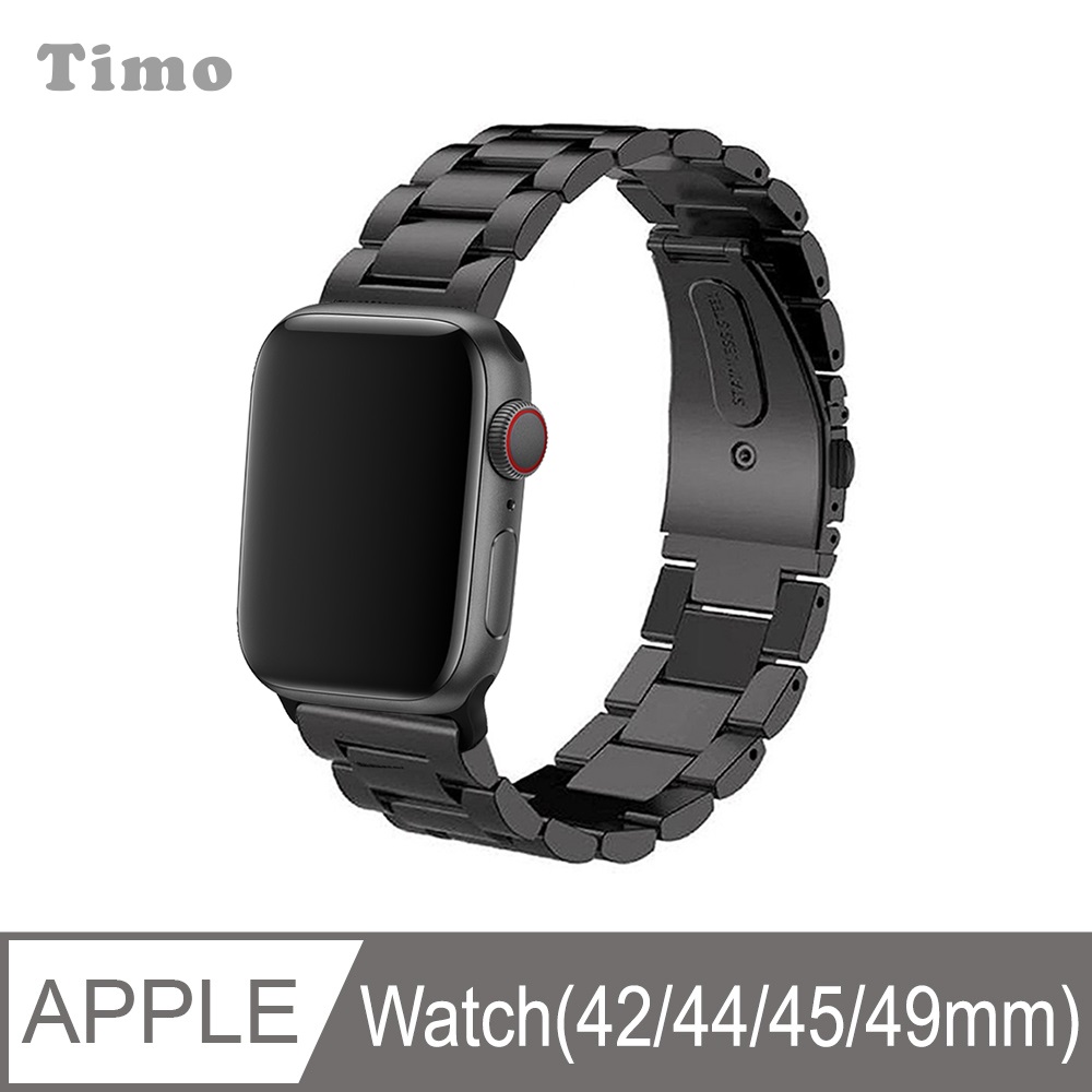 Apple Watch 42/44mm 不鏽鋼金屬替換錶帶-黑