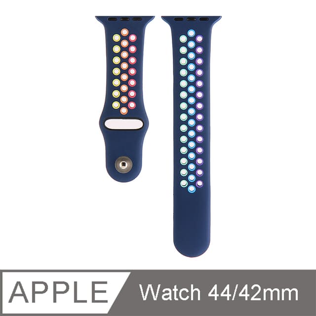 【Apple Watch 錶帶 42/44mm】奈克運動型彩虹版錶帶 - 深藍