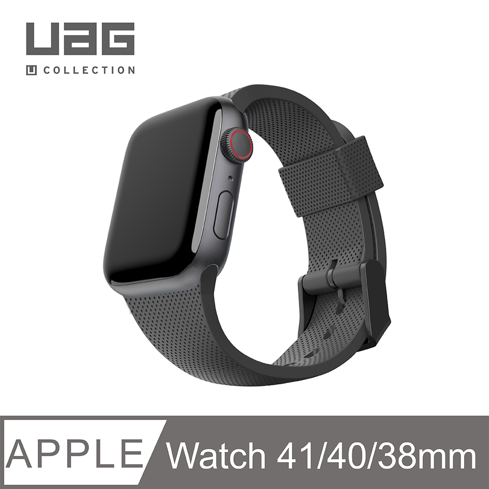 [U Apple Watch 38/40mm 舒適矽膠錶帶-黑