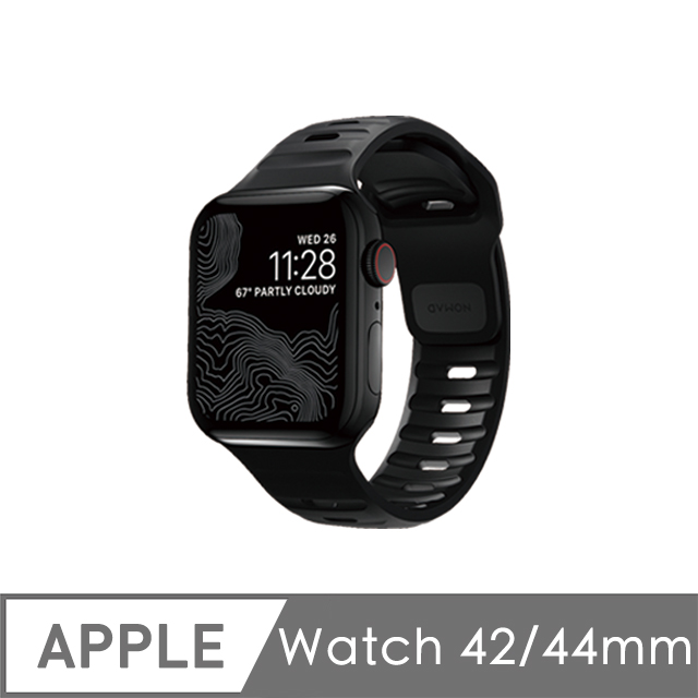 美國NOMAD Apple Watch專用運動風FKM橡膠錶帶-44/42mm-黑