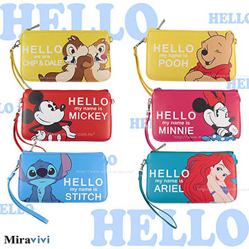 【Disney】迪士尼皮質橫式手機袋/萬用包/手腕袋_哈囉系列