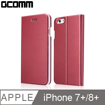 GCOMM iPhone 8+/7+ Metalic Texture 金屬質感拉絲紋超纖皮套 美酒紅