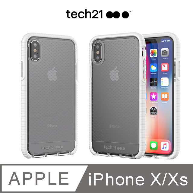 Tech21 英國超衝擊 Evo Check iPhone X 防撞軟質格紋保護殼 - 透白