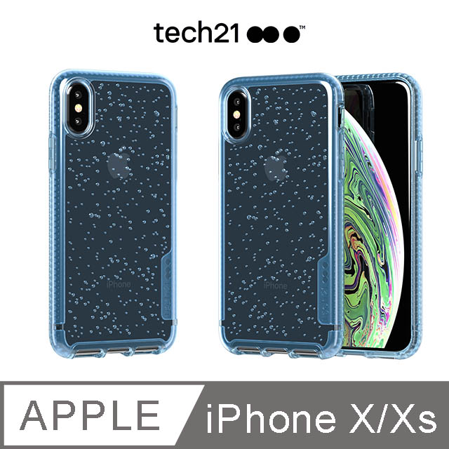 英國Tech 21抗衝擊PURE SODA防撞硬式泡泡保護殼-iPhone Xs 冰晶藍