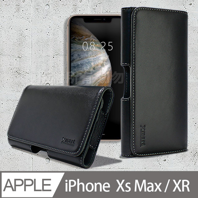 Xmart for iPhone XR 6.1吋/iPhone Xs Max 6.5吋 型男羊皮橫式腰掛皮套