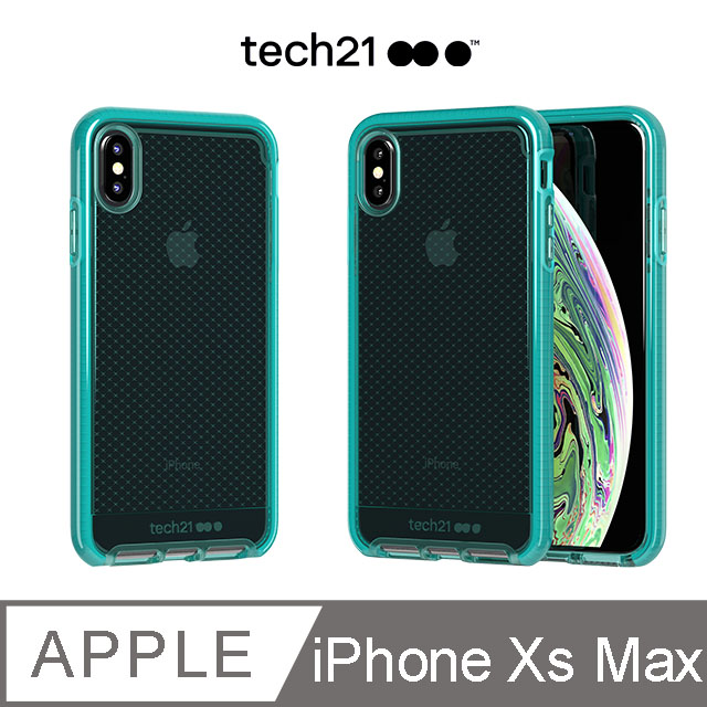 英國Tech 21超衝擊EVO CHECK防撞軟質格紋保護殼-iPhone Xs Max-透綠