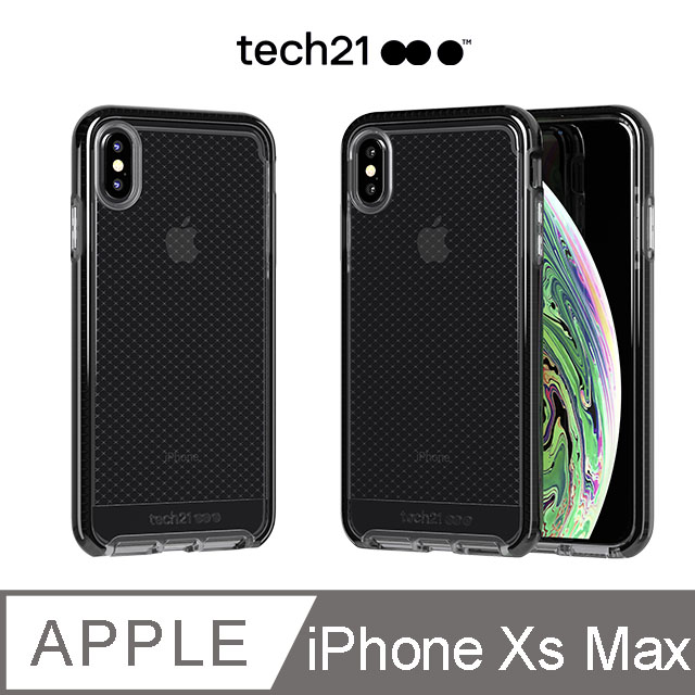 英國Tech 21超衝擊EVO CHECK防撞軟質格紋保護殼-iPhone Xs Max-透黑