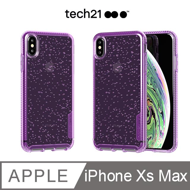英國Tech 21抗衝擊PURE SODA防撞硬式泡泡保護殼-iPhone Xs Max-蝶蘭紫