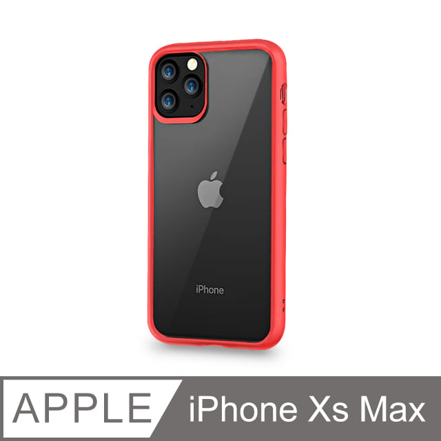 【輕薄防摔殼】iPhone Xs Max 手機殼 iXs Max 保護殼 鏡頭加高 雙料保護 軟邊硬殼(時尚紅)