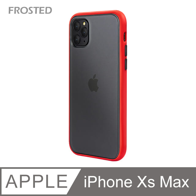 【個性撞色防摔】iPhone Xs Max 手機殼 iXs Max 親膚手感 鏡頭加高 不留指紋(紅+黑鍵)