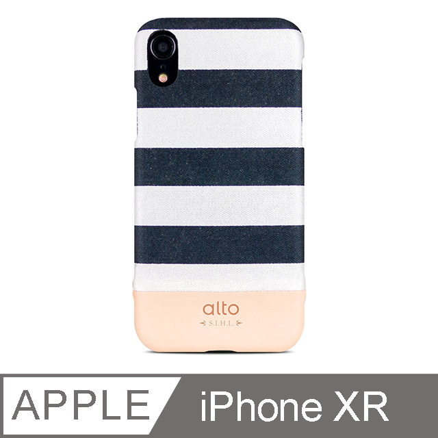 Alto iPhone XR 6.1吋 真皮手機殼背蓋 Denim - 白條紋