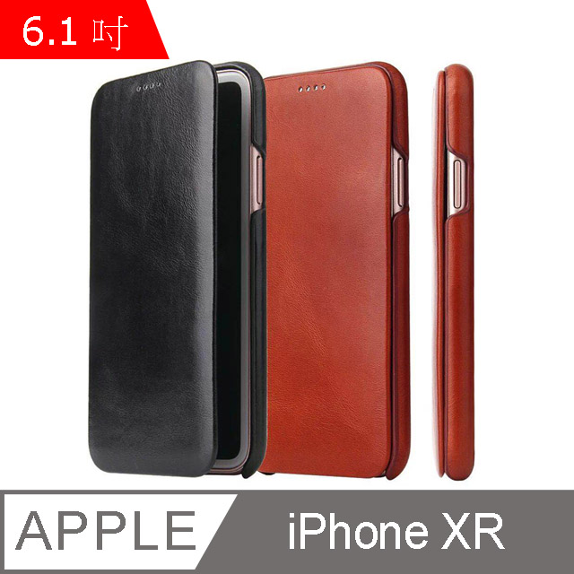Fierre Shann 商務紋 iPhone XR (6.1吋) 磁吸側掀 手工真皮皮套 手機皮套保護殼