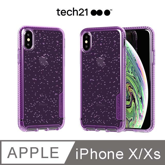 英國Tech 21抗衝擊PURE SODA防撞硬式泡泡保護殼-iPhone Xs 蝶蘭紫
