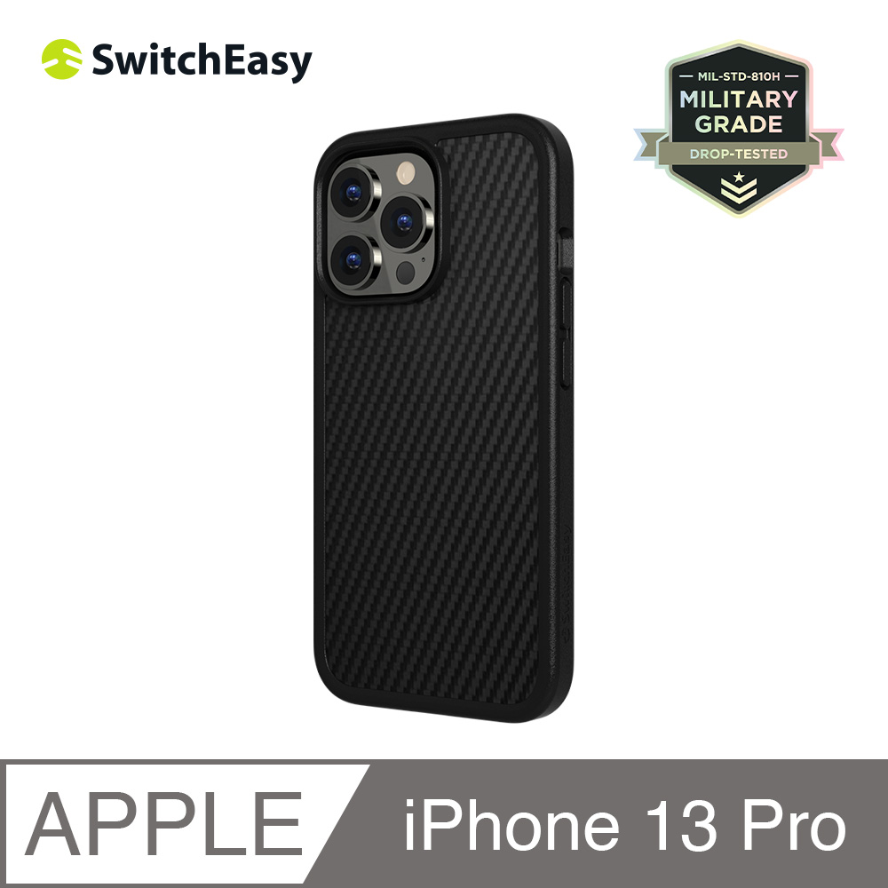 美國魚骨 SwitchEasy iPhone 13 Pro 6.1吋 AERO Plus 超薄防摔保護殼 碳纖黑(支援MagSafe)