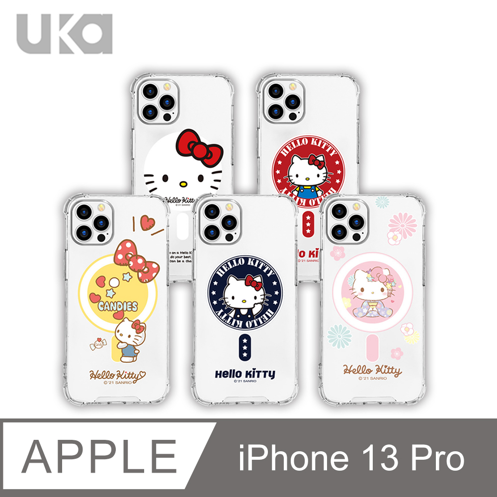 UKA優加 iPhone 13 Pro (6.1吋) 三麗鷗Kitty系列透明磁吸保護殼-5款