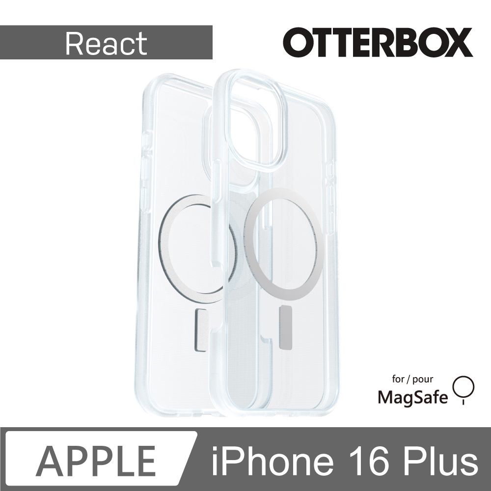 【OtterBox】iPhone 16 Plus 6.7吋 React 輕透防摔殼-透明(支援MagSafe)