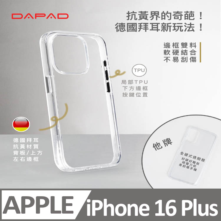 Dapad Apple iPhone 16 Plus 5G ( 6.7 吋 ) 晶鑽抗黃保護殼
