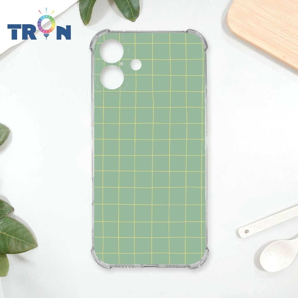 TRON IPhone 16 PLUS 手繪簡約方格紋B款 四角防摔殼 手機殼