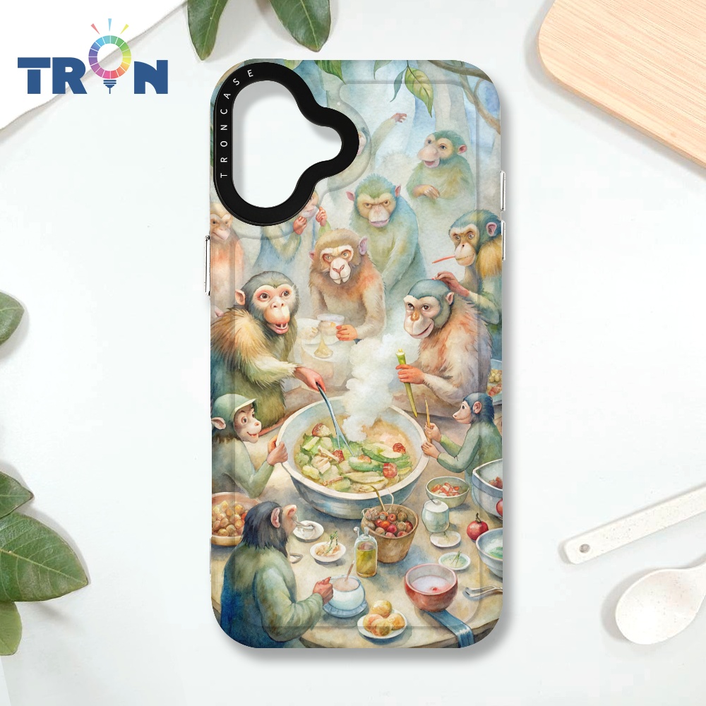 TRON iPhone 16 PLUS 猴子吃火鍋 MAGSAFE 磁吸 太空殼 透白款 手機殼