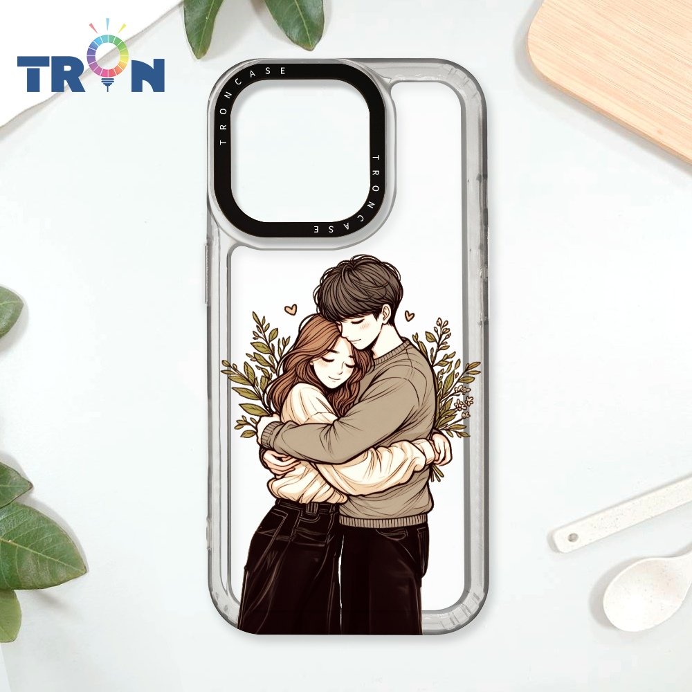 TRON iPhone 16 Pro 情侶深情擁抱透明系列 太空殼 透白款 手機殼
