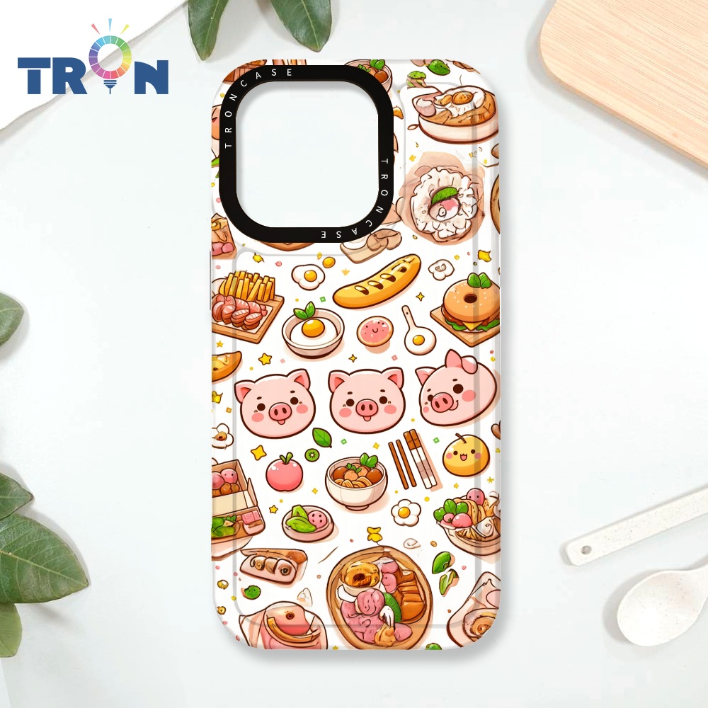TRON IPhone 16 Pro 小豬與食物系列 MAGSAFE 磁吸 太空殼 透白款 手機殼