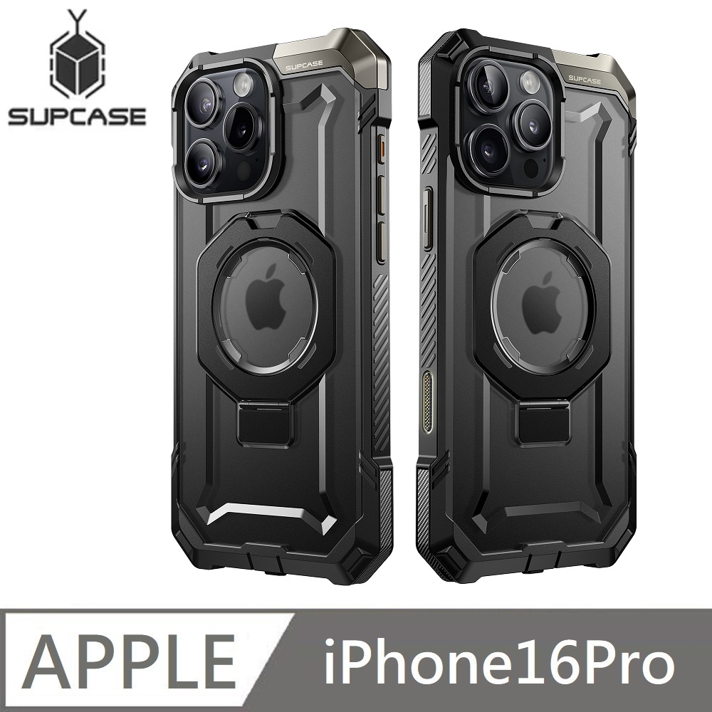 SUPCASE 全能鋼甲 UB Grip 軍規支架防摔殼 帶相機按鍵 MagSafe 磁吸 適用 iPhone 16 Pro - 黑色