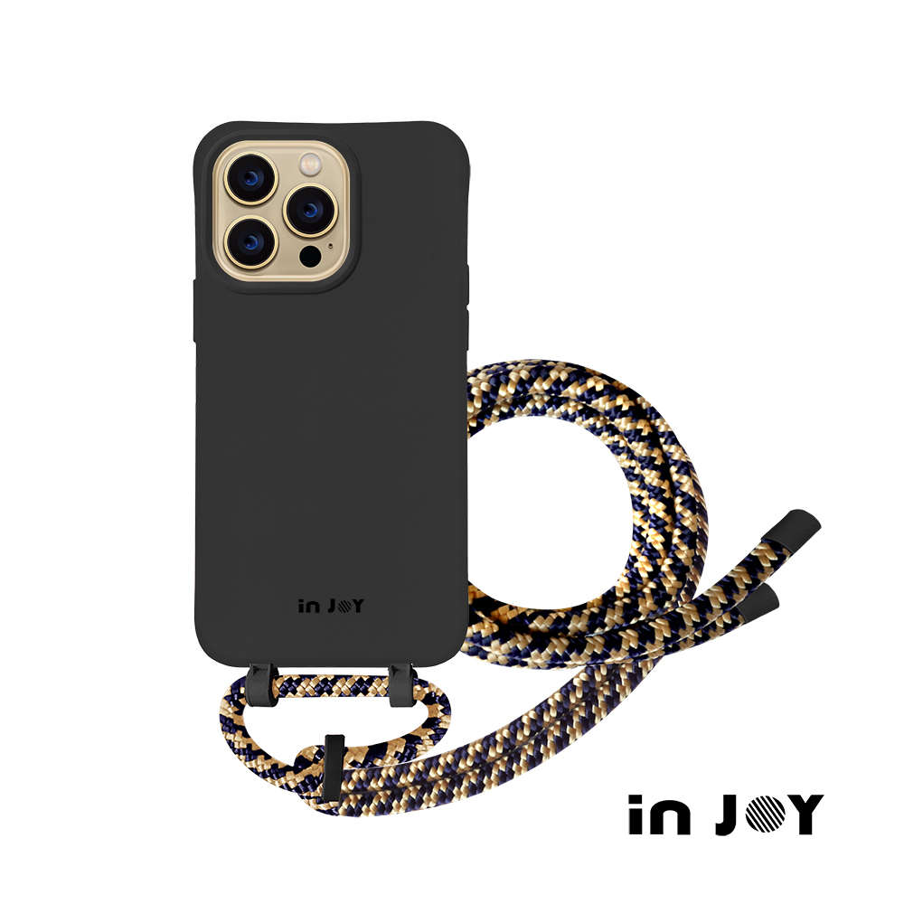 INJOY mall iPhone 16/15/14/13/12/SE3 系列 可拆式 Urban Colourful 神秘黑 背繩防摔手機殼 A款
