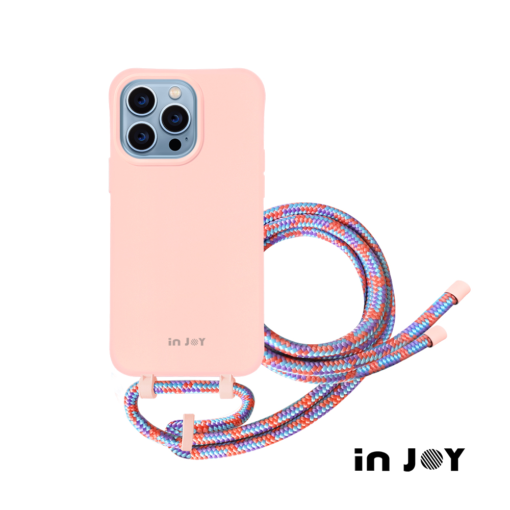 INJOY mall iPhone 16/15/14/13/12/SE3 系列 可拆式 Urban Colourful 知性粉 背繩防摔手機殼 A款