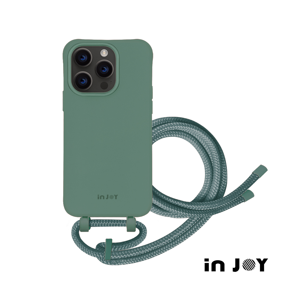 INJOY mall iPhone 16/15/14/13/12/SE3 系列 可拆式 Urban Basic 夜幕綠 背繩防摔手機殼 A款