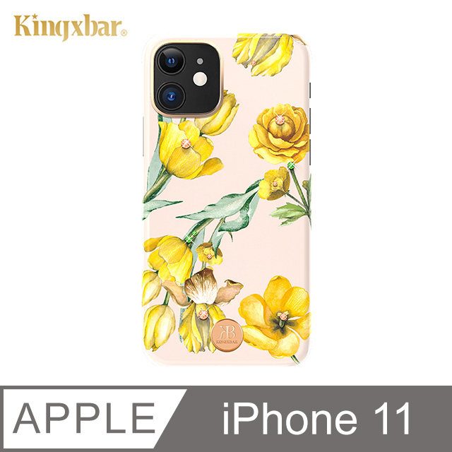 Kingxbar 花季系列 iPhone11 手機殼 i11 施華洛世奇水鑽保護殼 (迎春花)