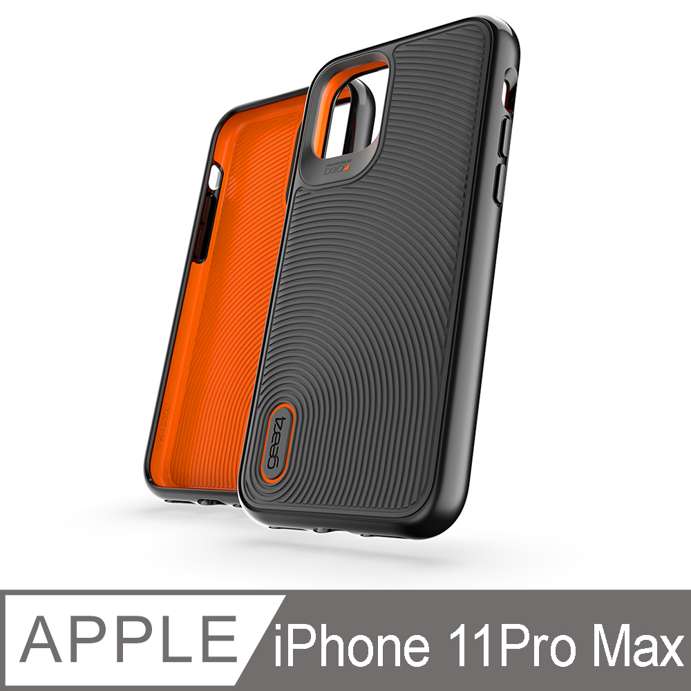 Gear4 iPhone 11 Pro Max 6.5吋 D3O® Battersea 巴特西黑橘條紋-抗菌頂級軍規(5米)防摔保護殼