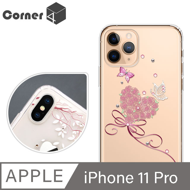 Corner4 iPhone 11 Pro 5.8吋奧地利彩鑽雙料手機殼-蝶戀花