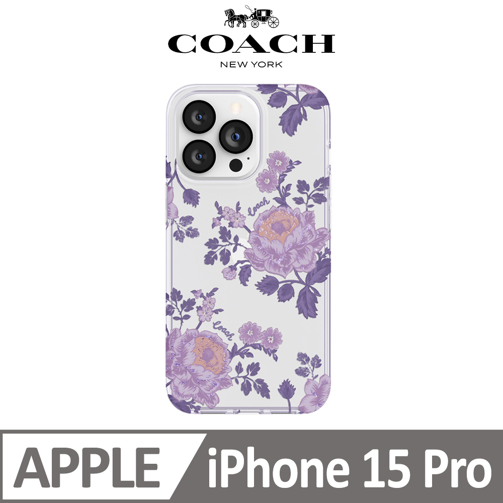 【COACH】iPhone 15 Pro 手機殼 牡丹