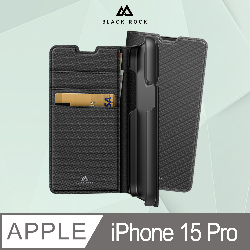 德國Black Rock 防護翻蓋皮套-iPhone 15 Pro (6.1)黑