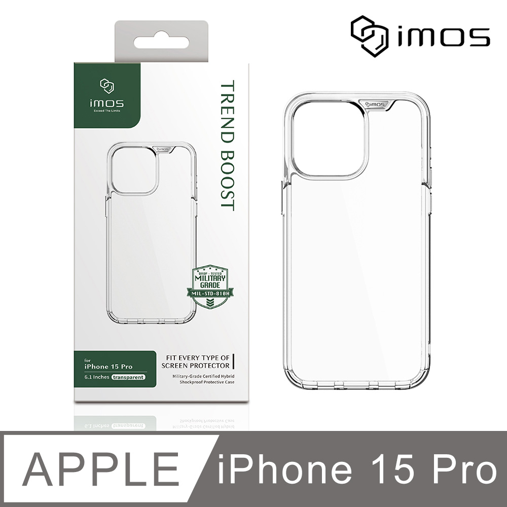 iMOS Apple iPhone 15 Pro 6.1吋 Ｍ系列 軍規認證雙料防震保護殼-透明