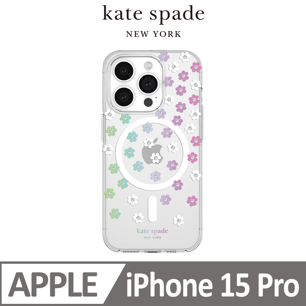【kate spade】iPhone 15 Pro MagSafe 精品手機殼 幻彩小花