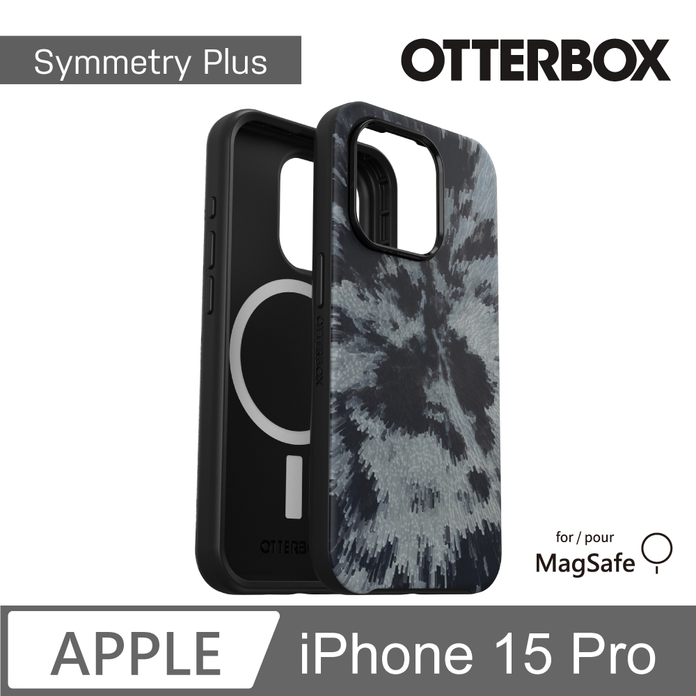 【OtterBox】iPhone 15 Pro 6.1吋 Symmetry Plus 炫彩幾何保護殼-幻影黑(支援MagSafe)