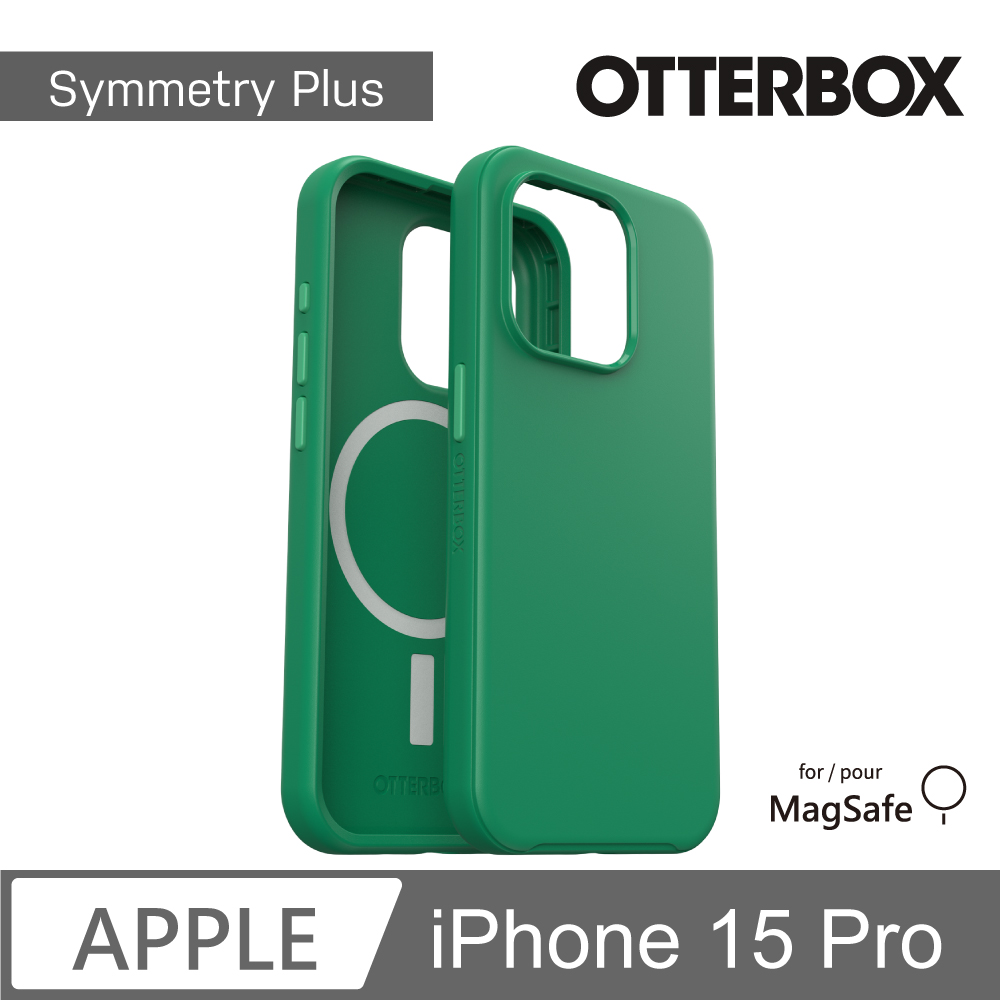 【OtterBox】iPhone 15 Pro 6.1吋 Symmetry Plus 炫彩幾何保護殼-綠(支援MagSafe)