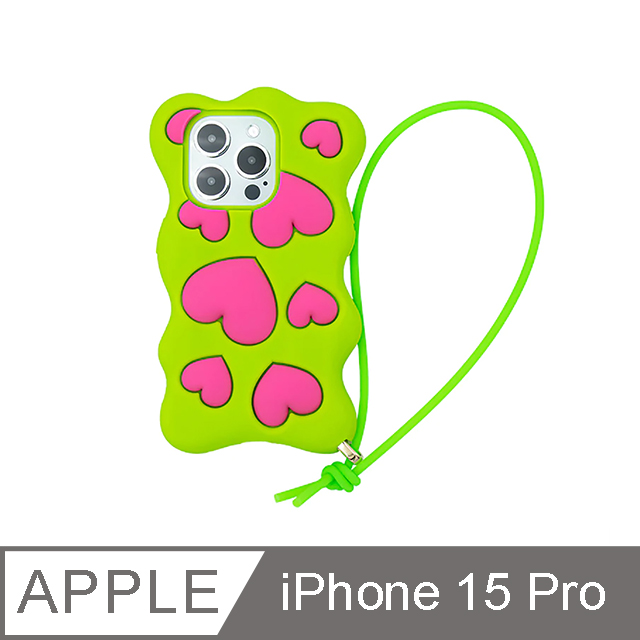 【Candies】iPhone 15 Pro - Happy & Free愛心手機殼(綠)手機殼