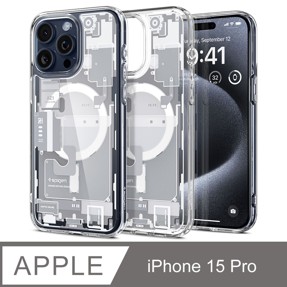 Spigen iPhone 15 Pro Ultra Hybrid MagFit-磁吸防摔保護殼(透視結構-白色)