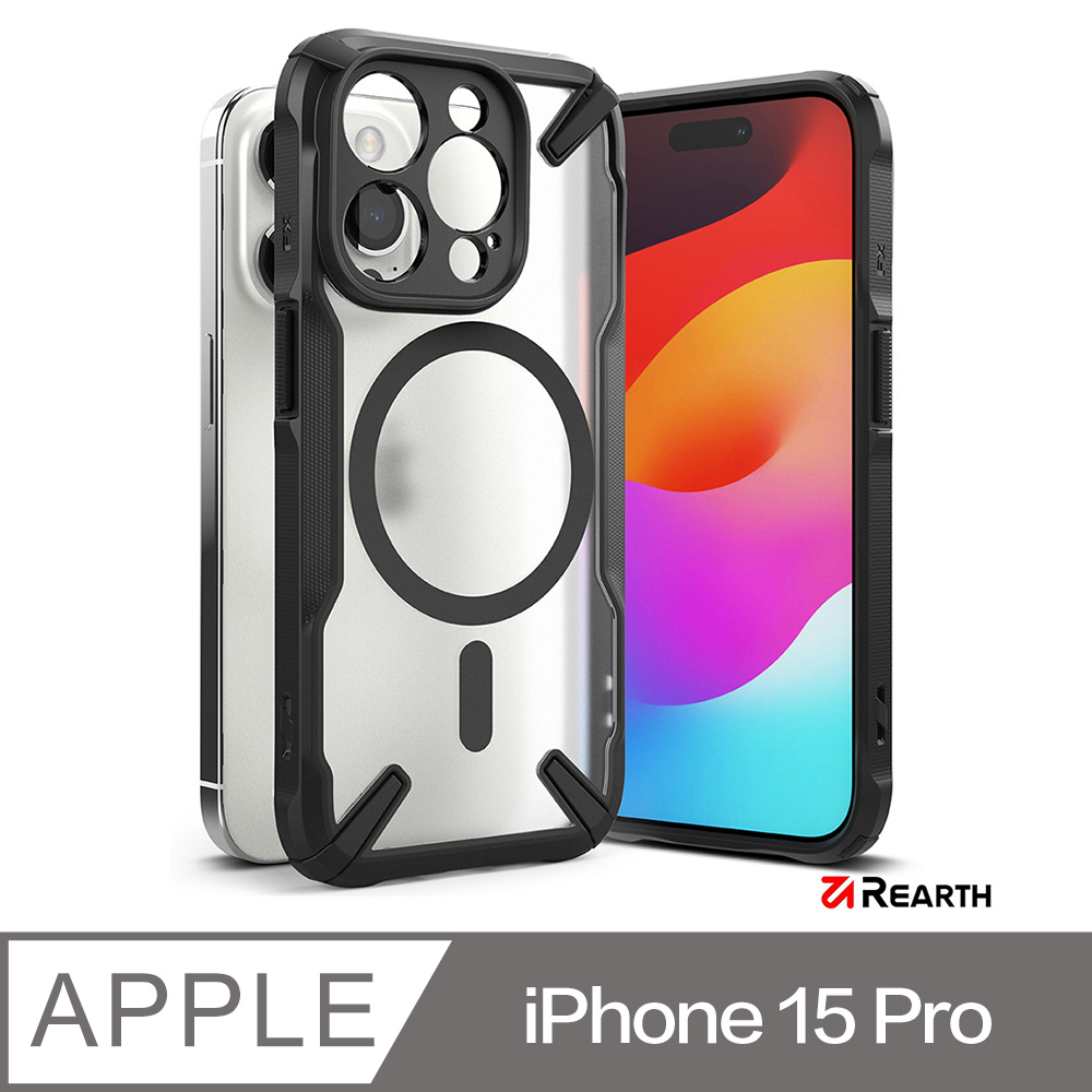 Rearth Apple iPhone 15 Pro (Ringke Fusion X Magnetic) 磁吸式保護殼(黑)