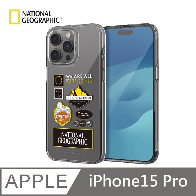 【National Geographic 】 Wappen Clear 透明防撞手機殼 適用 iPhone 15 Pro - 遠征/探險