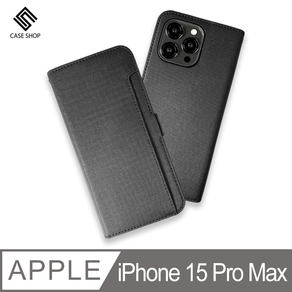 CASE SHOP 側掀站立式皮套-iPhone 15 Pro Max (6.7) 黑
