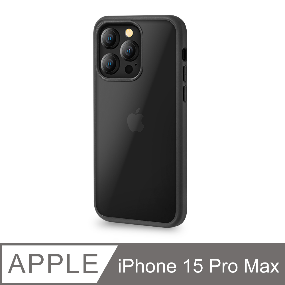 【輕薄防摔殼】iPhone 15 Pro Max 手機殼 i15 Pro Max 保護殼 鏡頭加高 軟邊硬殼(極簡黑)