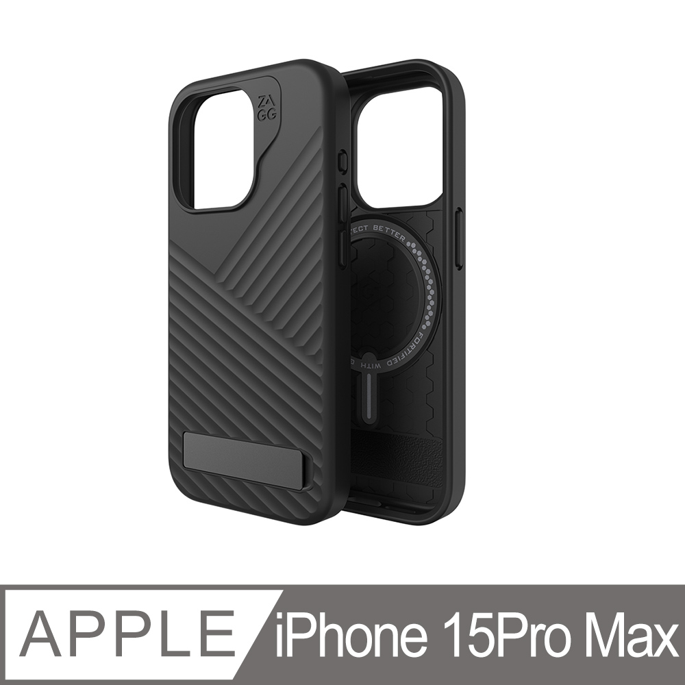 ZAGG iPhone 15 Pro Max 迪納利支架 黑色磁吸款防摔保護殼