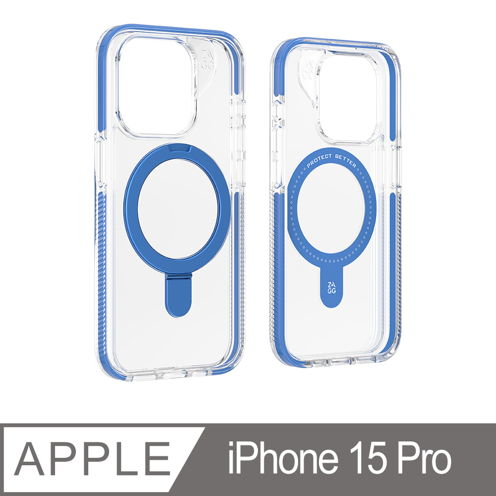ZAGG iPhone 15 Pro 聖塔克魯茲磁吸支架款 藍色保護殼