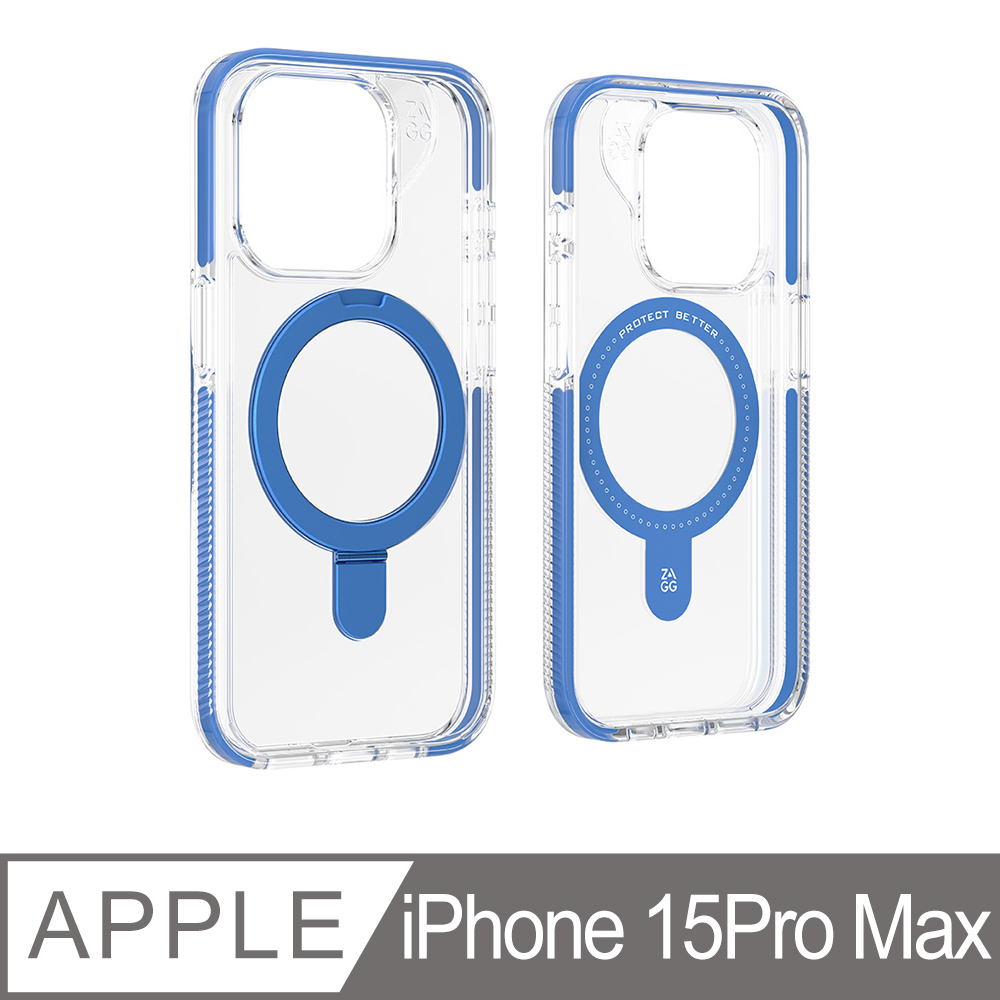 ZAGG iPhone 15 Pro Max 聖塔克魯茲磁吸支架款 藍色保護殼