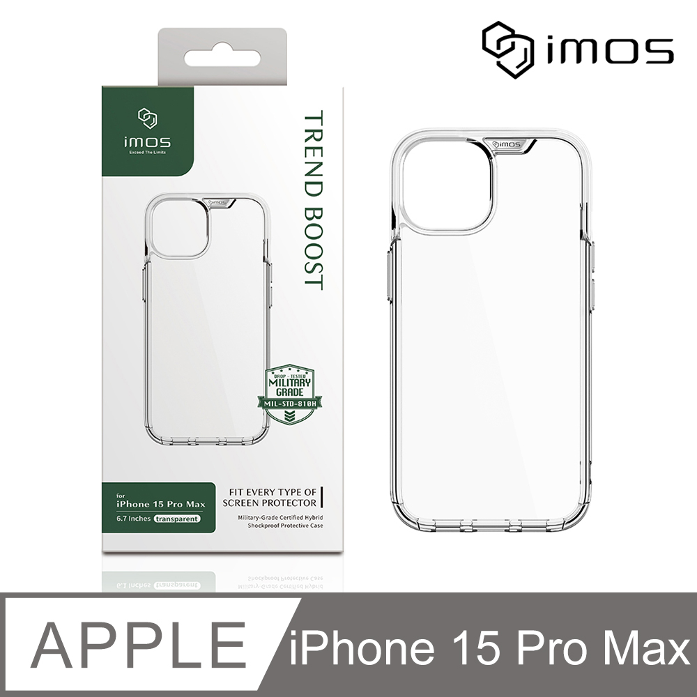 iMOS Apple iPhone 15 Pro Max 6.7吋 Ｍ系列 軍規認證雙料防震保護殼-透明